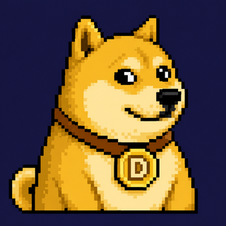 Pixel-art portrait of DOGE