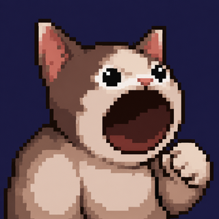 Pixel-art portrait of POPCAT