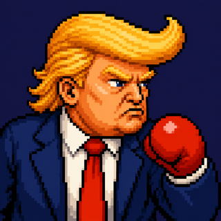 Pixel-art portrait of TRUMP COIN