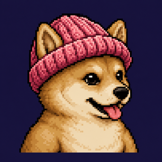Pixel-art portrait of DOGWIFHAT